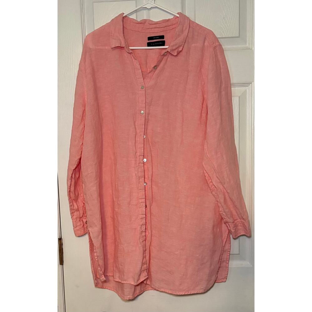 Tahari 100% linen shirt pink‎